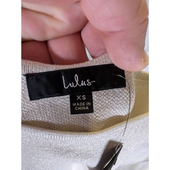 NWT Lulus Cozy Glam Ivory Metallic One-Shoulder Sweater Dress Women's XS - Picture 3 of 4